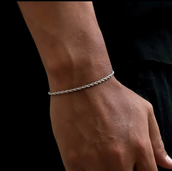 Rope Bracelet Slim Sterling Silver