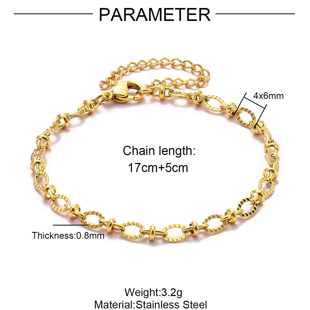Link Chain Bracelet in 18k Gold Plated Stainless Steel