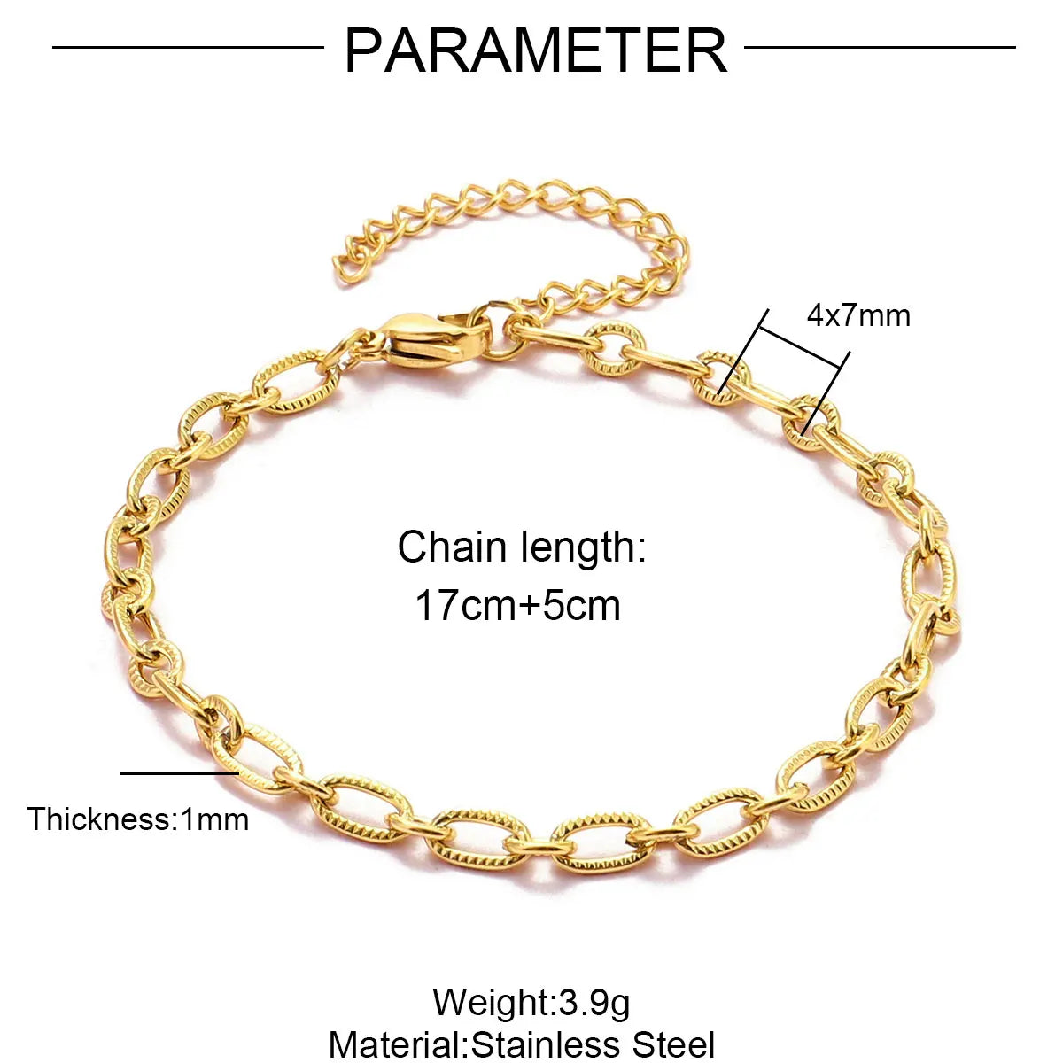 Link Chain Bracelet in 18k Gold Plated Stainless Steel