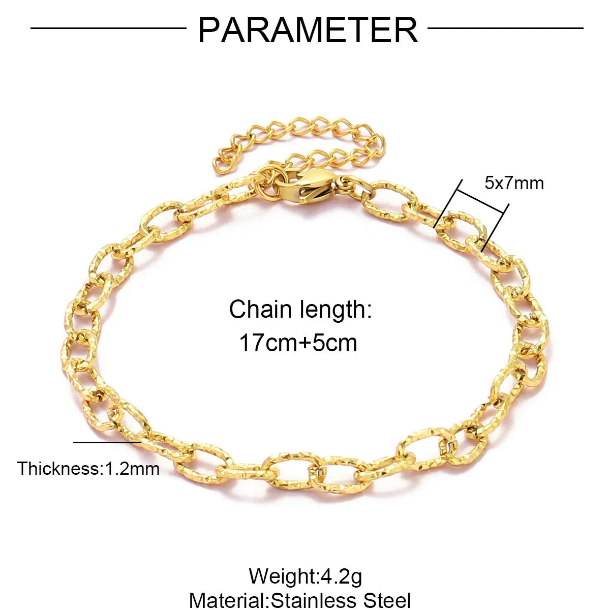 Link Chain Bracelet in 18k Gold Plated Stainless Steel