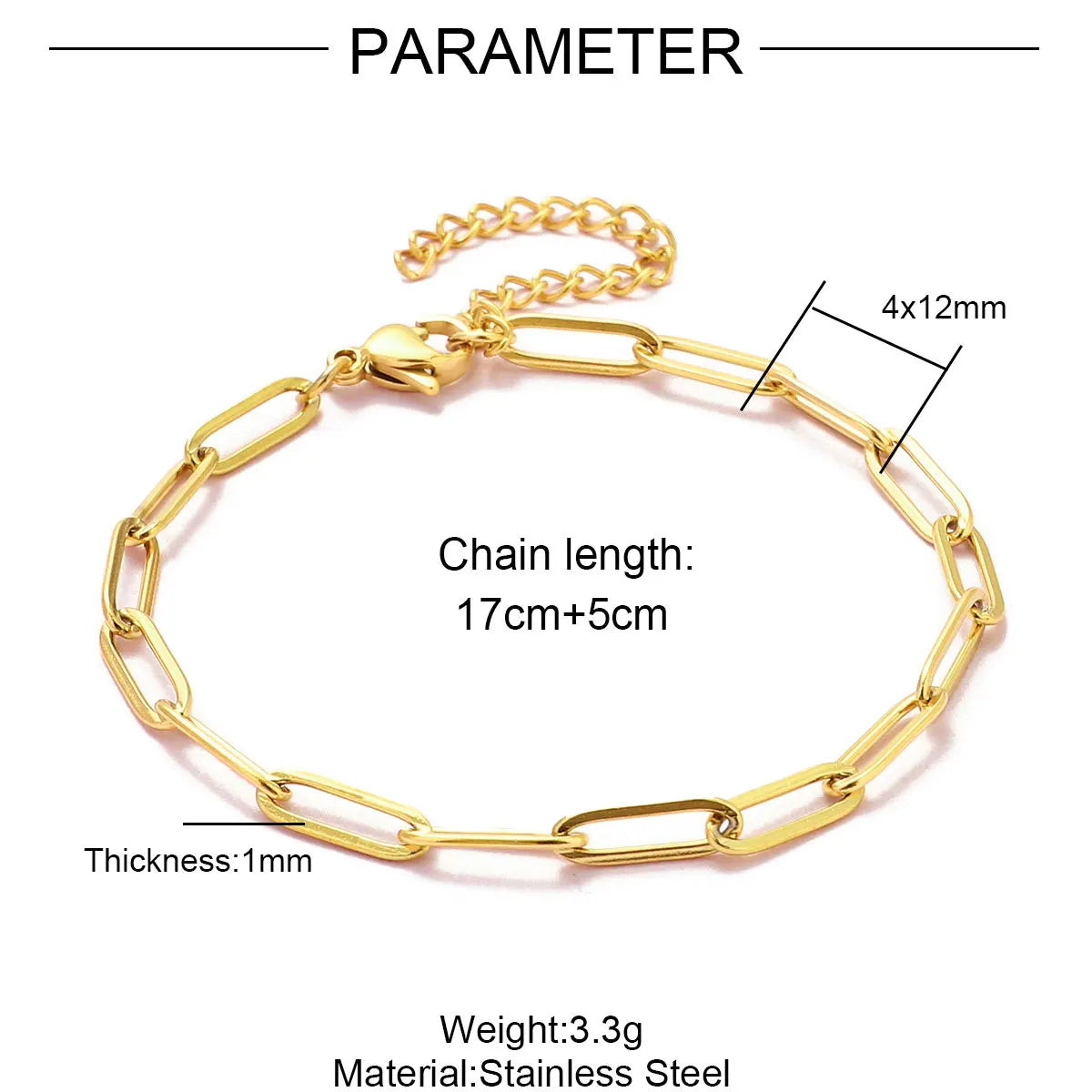 Link Chain Bracelet in 18k Gold Plated Stainless Steel