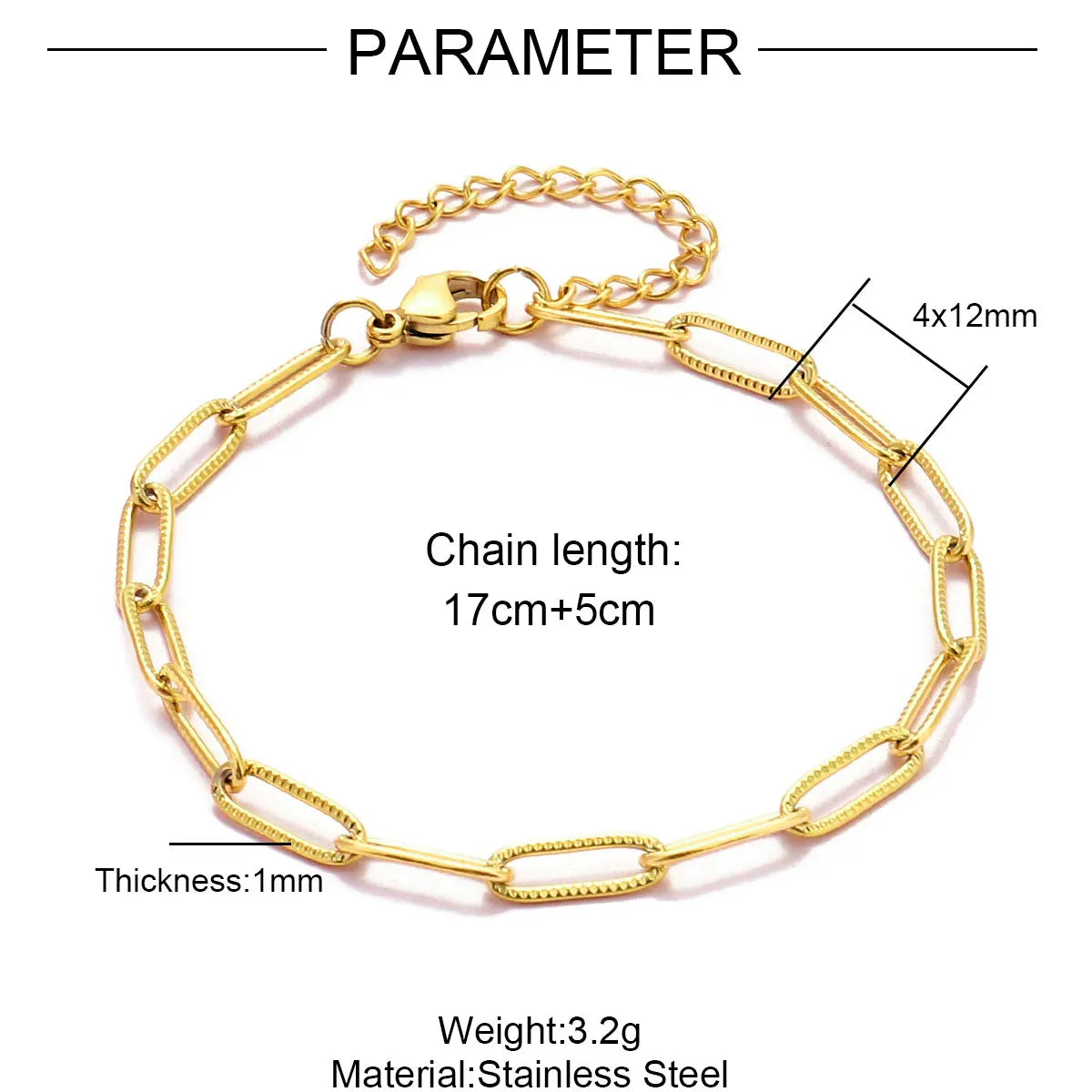 Link Chain Bracelet in 18k Gold Plated Stainless Steel