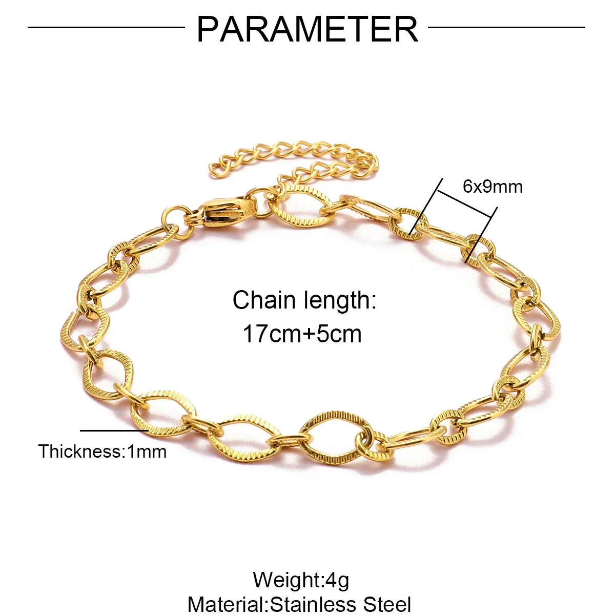 Link Chain Bracelet in 18k Gold Plated Stainless Steel